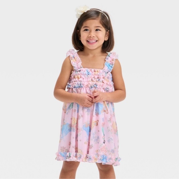 Disney NEW Princess Cinderella Belle Jasmine Chiffon Dress - Pink Sz 2T - Picture 1 of 7